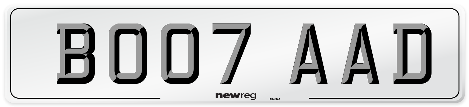 BO07 AAD Number Plate from New Reg